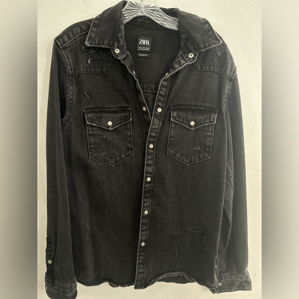 Zara Black Lightweight Shirt Jacket